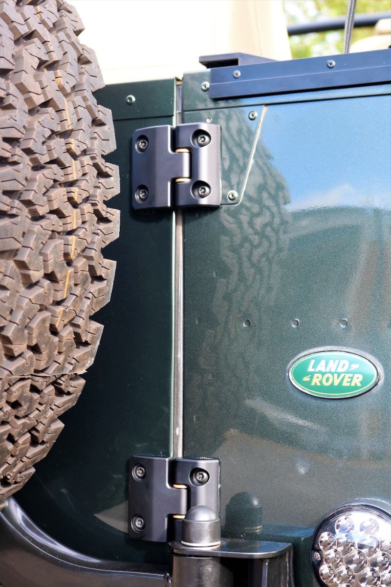 Black Defender Billet Aluminium Rear Half Door Hinge Set EXT014138 Exmoor Rimmer Bros